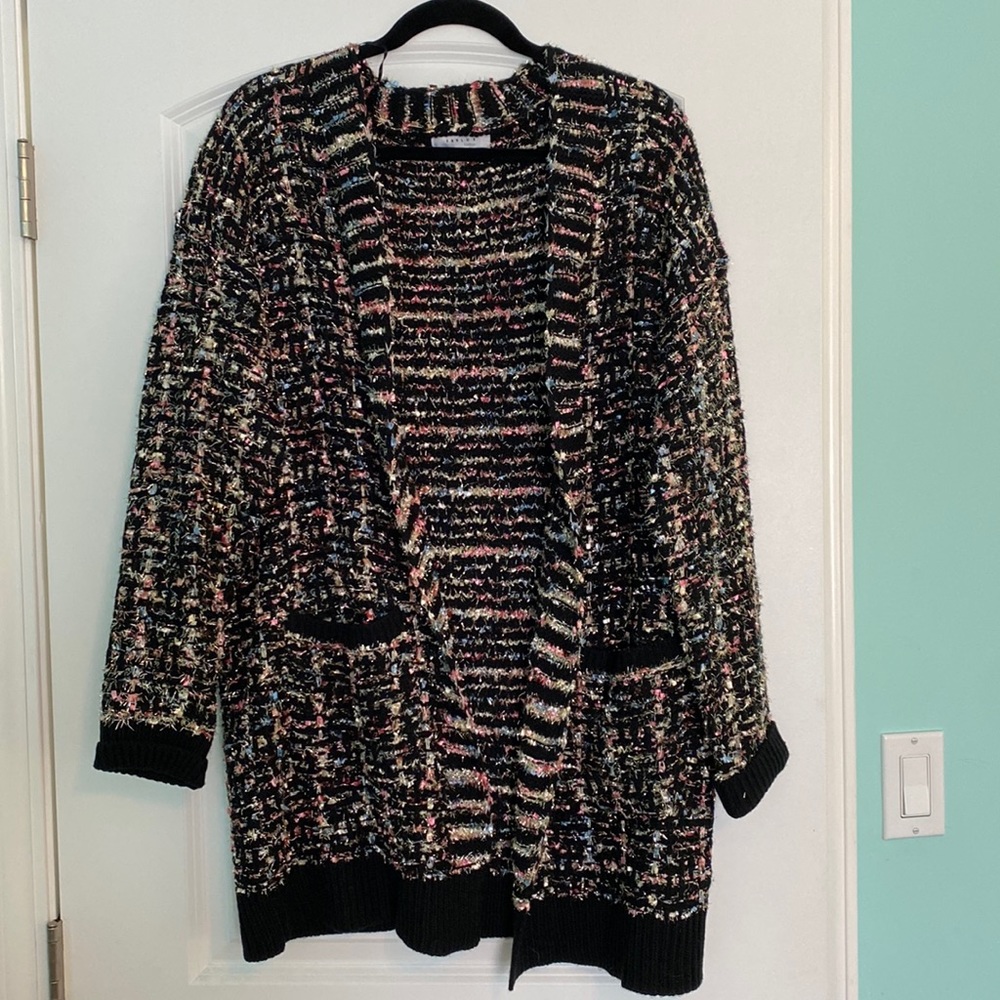 Open front long sleeve sparkle cardigan